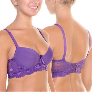 Angelina Women's Wired Demi Cup Red Bra Size 36 B
